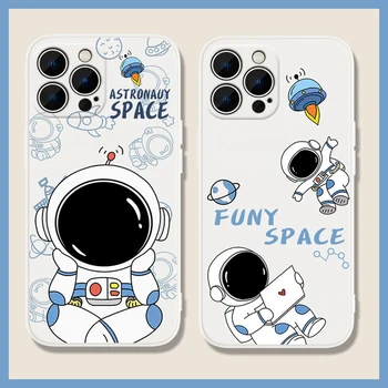 Cartoon Astronaut obal Pre Samsung Galaxy A73 A13 A51 A71 A04 A04S A04E A14 A34 A54 A13 A23 A33 A53 A12 A22 5G Silikónové Krytie
