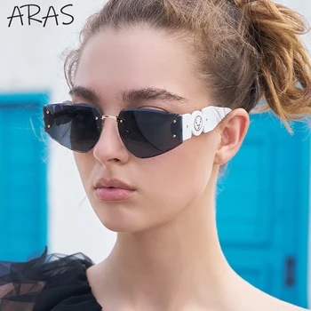 Móda Cat Eye slnečné Okuliare Ženy 2023 Luxusné Značky Trendy bez obrúčok Cateye Slnečné Okuliare Ženské Odtiene UV400 Retro Trojuholník Slnečné okuliare