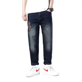 Móda Jar Jeseň Neforemné Jeans pánske Bežné Rovno Voľné Nohavice Streetwear Hiphop Hárem Džínsové Oblečenie Plus Veľkosť 46