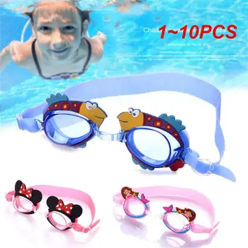 1~10PCS Profesionálne Plavecké Okuliare Dievča Cartoon Plávanie Okuliare s Ucha, Plug Vodotesný, Anti Fog Plávanie Okuliare Pre Deti Deti