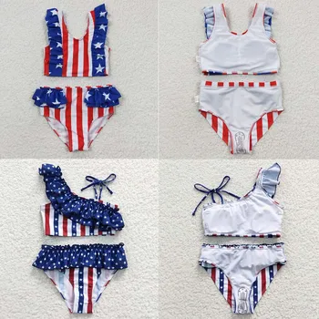 Veľkoobchod 4. júla Baby Girl Letné Bikiny Star Pruhované Plavky, Oblečenie Dieťa Bummie Šortky, Plavky Dieťa Dva Kusy Batoľa Nastaviť