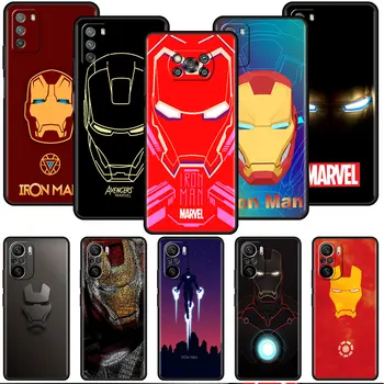 Marvel Tvár Iron Man Telefón puzdro Pre Xiao Mi Poco X3 NFC 11 Lite 5G 11T M4 Pro F3 X4 GT F4 M3 F1 C40 Black Funda Silikónové Krytie