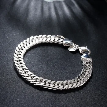 Hot Predaj 925 Sterling Silver Chain Pevný Náramok pre Ženy Mens Kúzlo Strana Dar, Svadby, Módne Šperky