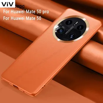 Pre Huawei Mate 50 Pro 5G Kovové Objektív Ochrana Telefónu Prípade Mate 50 40 30 20 Vegánska Mäkké Kožené Shockproof zadný Kryt