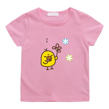 Roztomilý Kiiroitori Žlté Kuriatko s Kvetmi T-košele pre Chlapcov/Dievčat Deti Cartoon Tee-tričko 100% Bavlna Bežné Tlač Tričko