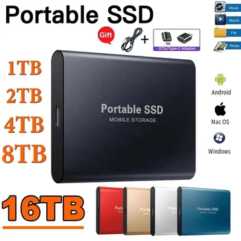 64TB Prenosné SSD 16TB USB 3.1 Mobilné jednotky ssd (Solid State Drive 8TB 4TB Typ-C Externý Pevný Disk Storage Device For Mac Ploche PS4