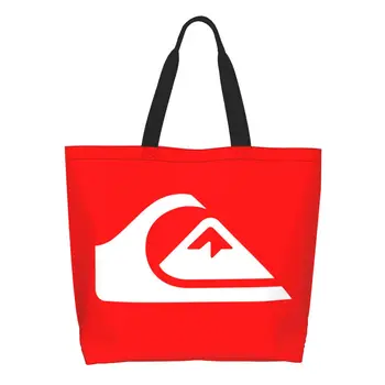 Opakovane Q-Quiksilvers Surfovať Surfovanie Logo Nákupní Taška Ženy Plátno Ramenný Tote Bag Trvanlivé Potraviny Shopper Tašky