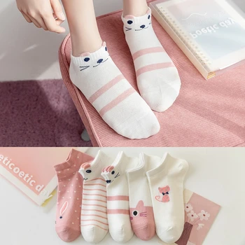 Dámske Letné Krátke Ponožky Roztomilý Kreslený Zvierat, Mačka, Králik Módne Členkové Ponožky Japonsko kórejská Harajuku Trend Ponožky Hot Žena