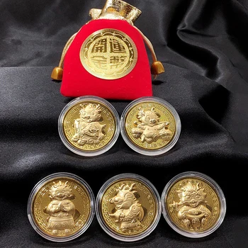 2024 Čínskeho Zverokruhu Dragon Rok Pamätnej Zlatej Mince Umenie Zberateľskú Upomienkový Predmet Podnikania Darček Dovolenku Nový Rok Dekorácie