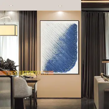 Ručné Abstraktnú Olejomaľbu Modrá Textúra Moderné Nástenné Umenie Na Plátne Nástenná Maľba Obývacia Izba Obrázok Pozadia Domova Frameless