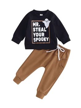 Rozkošný chlapček Halloween Kostým Set s Dlhým Rukávom Mikina a Tlačené Nohavice pre Dojčatá a Batoľatá