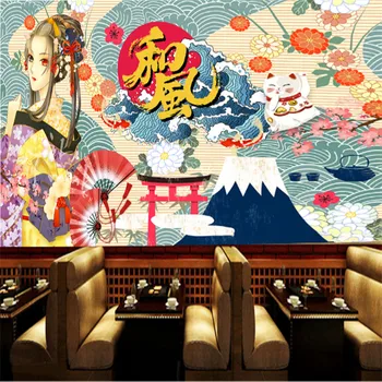 Japonský Štýl Ukiyoe Potravín, Reštaurácia, Tapety, Priemyselné Dekor Snack Bar Papier Pozadí Steny nástenná maľba Obrazu 3d Tapety