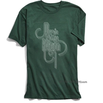 Hip Hop T-shirt Mužov Tričko Hudba Je Moje Náboženstvo Topy, Tričká, Chlapci List Tlač Zelené Tričká Krátky Rukáv, 100% Bavlna