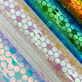 Holografické Faux Kožené Listy Nepremokavé Tašky Laser Transparentné Acetát TPU Vinyl Textílie pre luky DIY Remesiel Šitie Materiálov