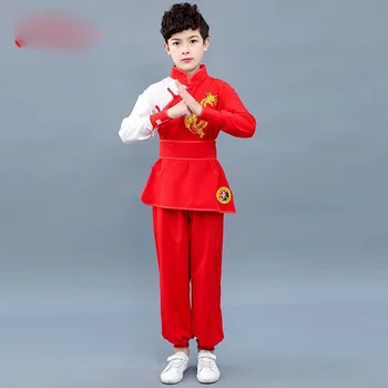 Detské Bojových Umení Výkon Oblečenie Čínsky Výšivky Kungfu Jednotné Dlhým Rukávom Wushu Školenia Oblečenie Vyhovovali LE454