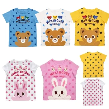 T-shirt detské Letné Nosenie Baby Boy A Girl Dieťa Roztomilý Medveď Zajaca Star Plný Tlač Krátky Rukáv Detí Top