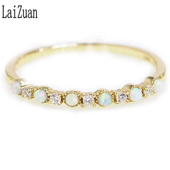 LaiZuan Reálne 14K (AU585) Žlté Zlato Kole SI/H Prírodného Diamantu & opal Zapojenie snubný Prsteň Ženy Vynikajúci Darček Jemné Šperky