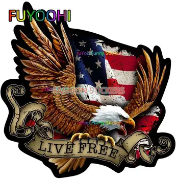 FUYOOHI Zábavné Samolepky Americkej Vlajky Plešatý Eagle Žiť bez Auta Nálepku Prispôsobiť Svoju Jazdu s vozidlom Obtlačky