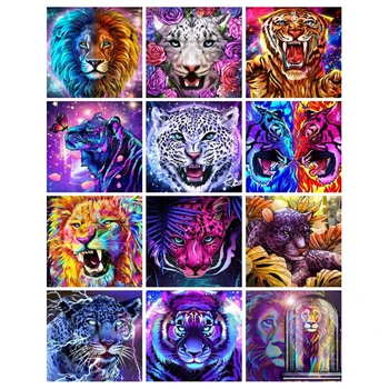 5D Diamond Maľovanie Tiger, Lev Diamond Mozaiky Výšivky Divoký voľne Žijúcich Zvierat DIY Puzzle Crystal Cross Stitch Súpravy Tvorivosti