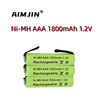 AAA 1800mAh 1.2 V Ni-MH s Spájkovacie Plôšky nabíjateľná batéria bunky, na Elektrické holiace strojčeky, Britvy, zubná Kefka