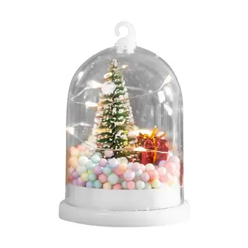 Sneh Scény Mini Vianočný Stromček, Darčeky, Vianočné Dekorácie Na Vianočný Stromček V Sklenenou Kupolou Farebné Umelý Strom Vianočné