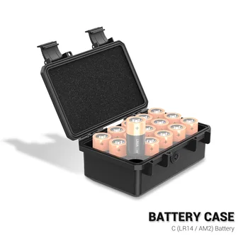 15 Slotov Batérie Prípade Držiak Pre C Batérie, Vodotesný IP67, Batéria Organizátor Box Batérie Skladovacie Kontajnery Pre batéria C / LR14 / AM2