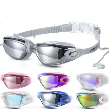 HD Plávanie Okuliare, Anti-Fog Proti UV Veľký Rámik Plavecké Okuliare, Plavecké Zariadenia s pevným Box Muži Ženy
