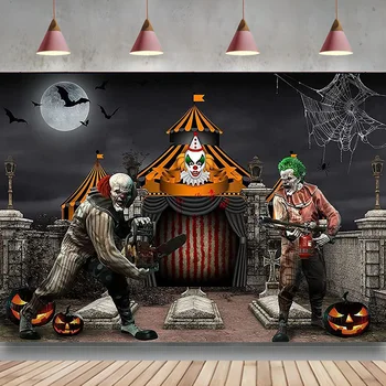 Horor Cirkus Kulisu pre Evu Klaun Halloween Fotografie Pozadí Strašidelné Cintorín Cirkus, Karneval, Party Dekorácie Fotenie