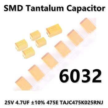 (2 ks) Pôvodná 6032 (Typ C) 25V 4.7 UF ±10% 475E TAJC475K025RNJ SMD tantal kondenzátor
