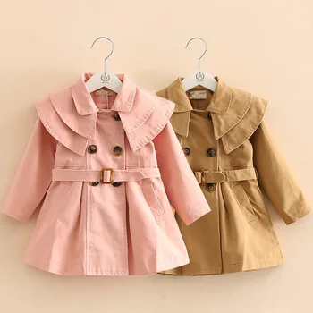 2023 detí dvojitý golier súd princezná kabát na jar a na jeseň nové bavlna dievča zákopy srsti kórejská verzia baby kabát