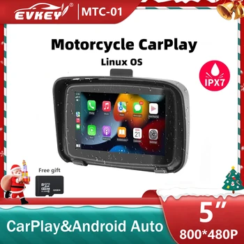 EVKEY Prenosné 5 Palcový Motocyklové Navigácie GPS Bezdrôtový Apple CarPlay Android Auto IPX7 Nepremokavé MOTO BT Dotykový Displej