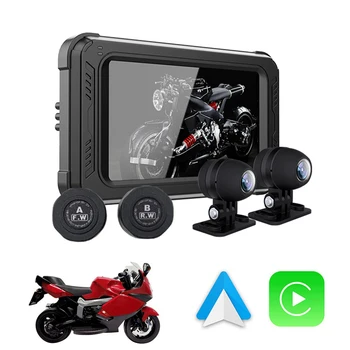 5 Palcový Dotykový Displej Bezdrôtový Carplay Motocykel Špeciálne GPS Navigátor, IP65 Vodeodolný Jazdy Záznamník Sledovanie Tlaku v Pneumatikách