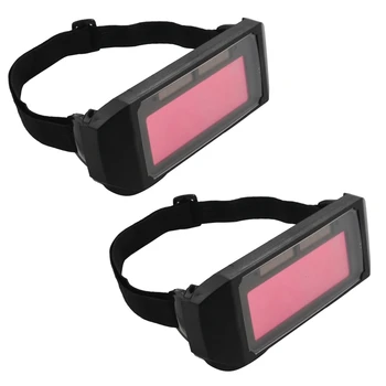 2X Automatické Stmavenie Zváranie Prilba DIN11 Trvalé Automatické Svetlo Zmeniť Anti-Glare Oči Shied Okuliare Okuliare, Masky