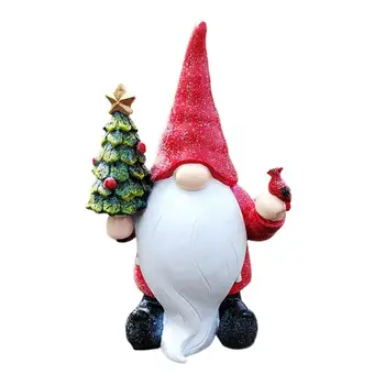Vtipné Záhrada Trpaslíci Živice Dvore Gnome Socha Holding Vianočný Stromček Poveternostným Vplyvom Vonkajšie Vianočné Dekorácie, Dekoratívne