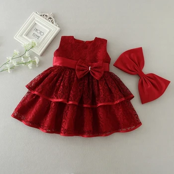 Baby Girl Dress Novorodenca Oblečenie Červených Šiat Prom Princess 1 Rok Narodeniny Dievča Oblečenie 6 Mesiacov Novorodenca Krst Krst Biela