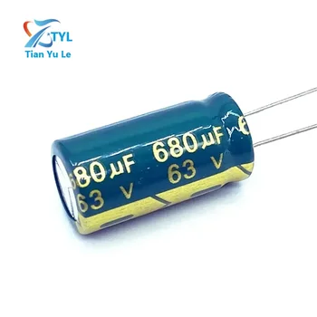 5 ks/veľa vysoká frekvencia nízka impedancia 63v 680UF hliníkové elektrolytický kondenzátor veľkosť 13*25 680UF 20%