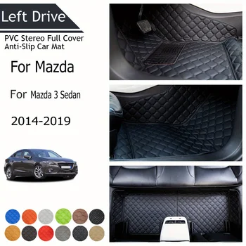 【LHD] vyzýva Na Mazda Pre Mazda 3 Sedan 2014-2019 Tri Vrstvy PVC Stereo Úplné Pokrytie Anti-Slip Auto Mat Auto Podlahové Rohože Auto Príslušenstvo