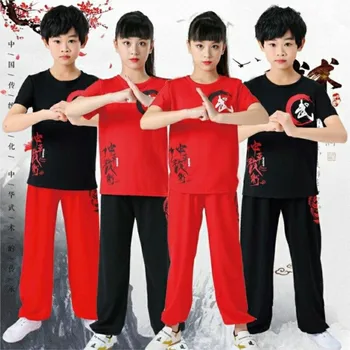 Letné detské Bojových Umení Oblečenie Bavlna-Krátke Rukávy Školenia Oblečenie Čínskej Kung-Fu Jednotný Výkon ClothingLE074