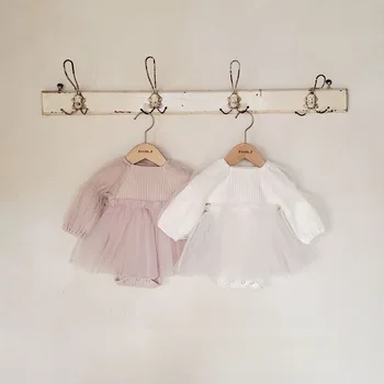 2023 Dievčenské Rukáv Harper Šaty kórejský Novorodenca Čistej Bavlny Zabalené Spodnej Full Moon Šaty baby girl šaty