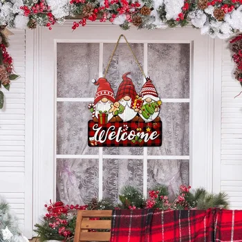 Vianočné Drevené Steny Znamenie,Cartoon Trpaslík Dekorácie,Vhodné na Vianočné Dovolenku Dekorácie Dverí,Strana Domova (29*29 cm)