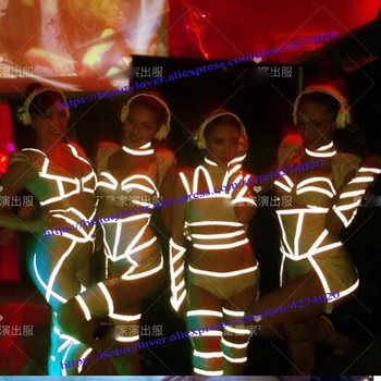 Nočný klub strany fáze show Sexy svetelný panel gogo kostýmy nočný klub ds reflexné kostým