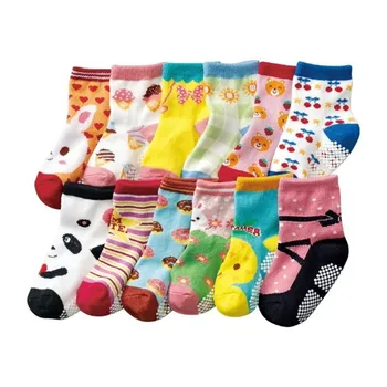 12pairs Deti Ponožky Baby Boy Girl Bežné Zimné Meias Infantil Dieťa Papuče Proti Sklzu Ponožky Poschodí Deti Ponožky 1-3T 10-12 CM