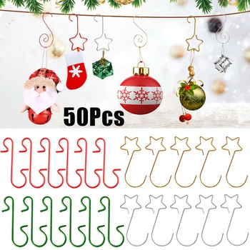 50/10Pcs Multi Style Vianočné Ozdoby Háčiky Kov/Plasty Vianočné Gule Visí Držiteľ Nový Rok Party Dekorácie Dodávky
