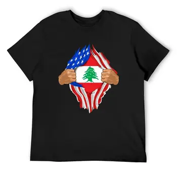 Libanonský Krv Vo Mne Dizajn Vlajky T Shirt Mužov Klasické T-Shirts Pláži Vintage Tees-Krátke Rukávy Grafické Nadrozmerné Oblečenie