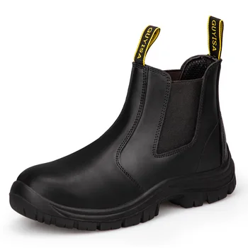 veľká veľkosť muži móda oceľovou špičkou čiapky bezpečnosti práce, topánky hovädzie kože zváranie topánky pracovník chelsea boot bezpečnosti členok botas trezor