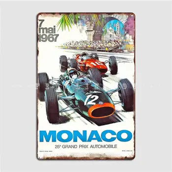 1967 Monaco Grand Prix Racing Plagát Kovová Doska Klub Tlač Jaskyňa Pub Garáž Dekorácie Tin Prihlásiť Plagáty