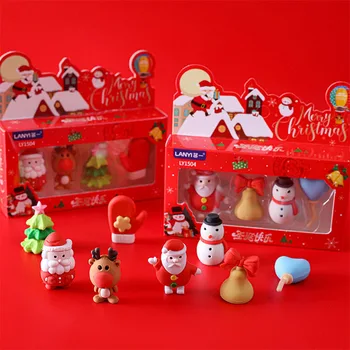 Vianočné Nové 2box Tvorivé Cartoon Kawaii Série Gumu detské Hračky Darček Študent Papiernictvo Vianočný Bonus Darček