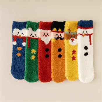 Non-vlasy Mimo Coral Velvet Vianočné Ponožky Mid-tube Zime Vianoce Cezhraničné Velvet Domov Ponožky pre Ženy