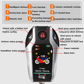 Motocyklový alarm obojsmerný anti-theft zariadenie s pke indukčné diaľkové ovládanie štart/stop engineck,Pre všetky 12V Honda