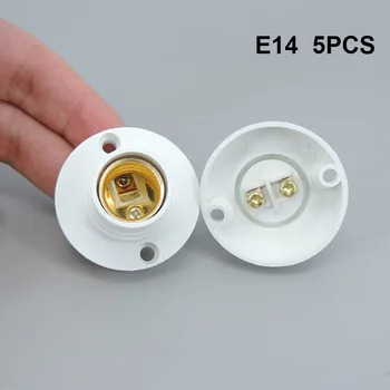 5 ks E14 Svetla, Žiarovky lampy Zásuvky napájania Základne Držiaka Montáž Skrutkovacím uzáverom LED Svetlo, Biela Žiarivka Upevňovacie Adaptér Converter AC 100-230V r1